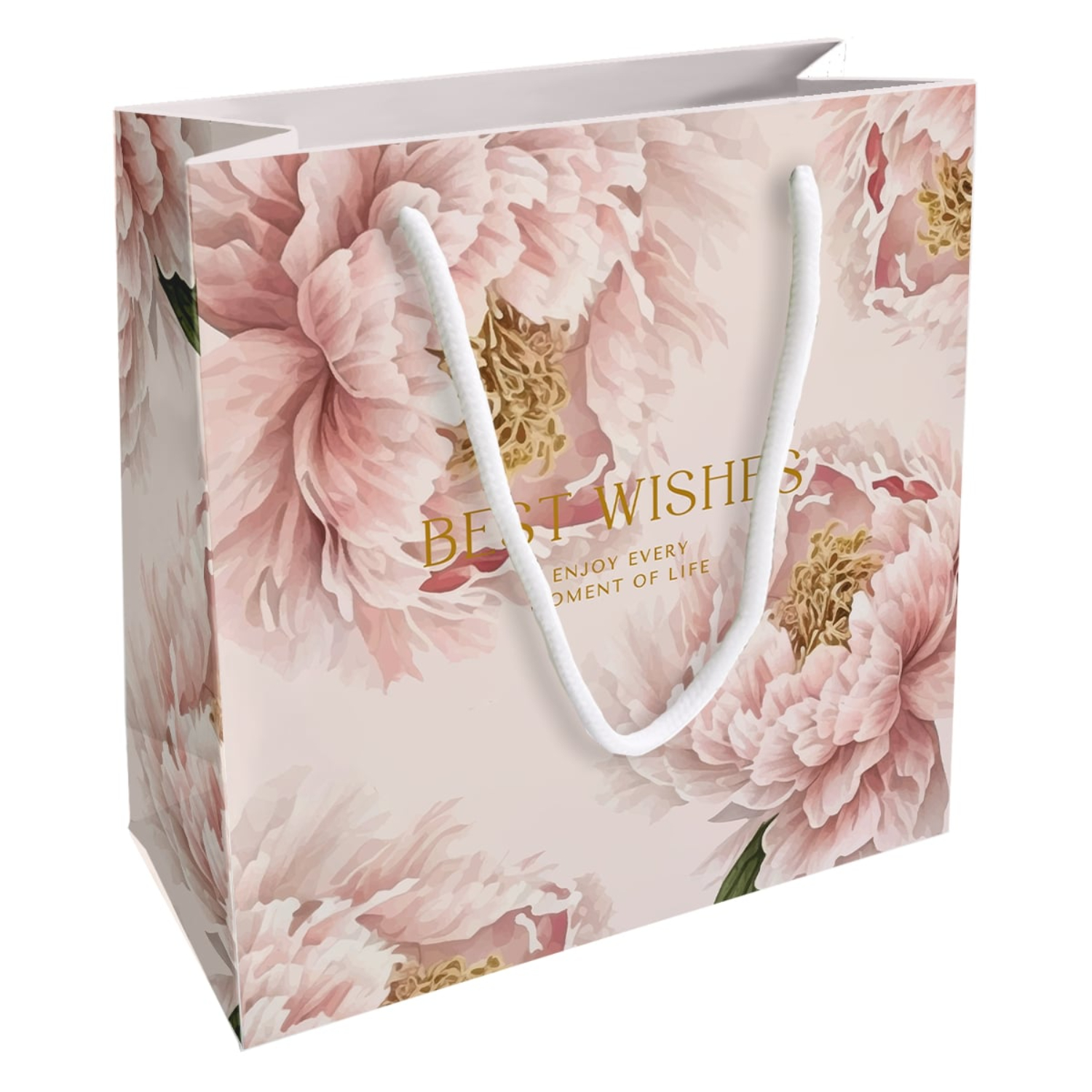 Пакет подарочный Be Smart Peony персиковый 20х20 см