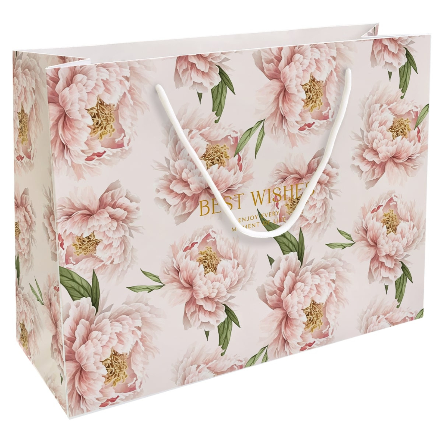 Пакет подарочный Be Smart Peony персиковый 36х26 см