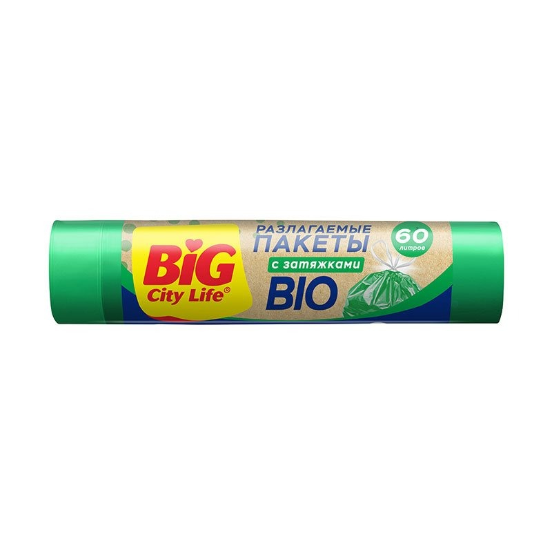 Пакеты для мусора Big City Life Bio с затяжками 60 л 10 шт
