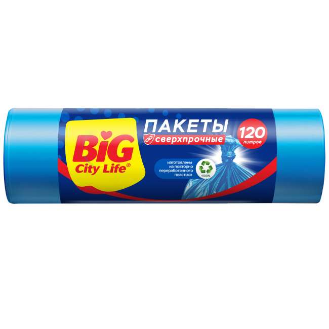 Пакеты для мусора Big City Life сверхпрочные 120л, 10 шт, 70*110 см