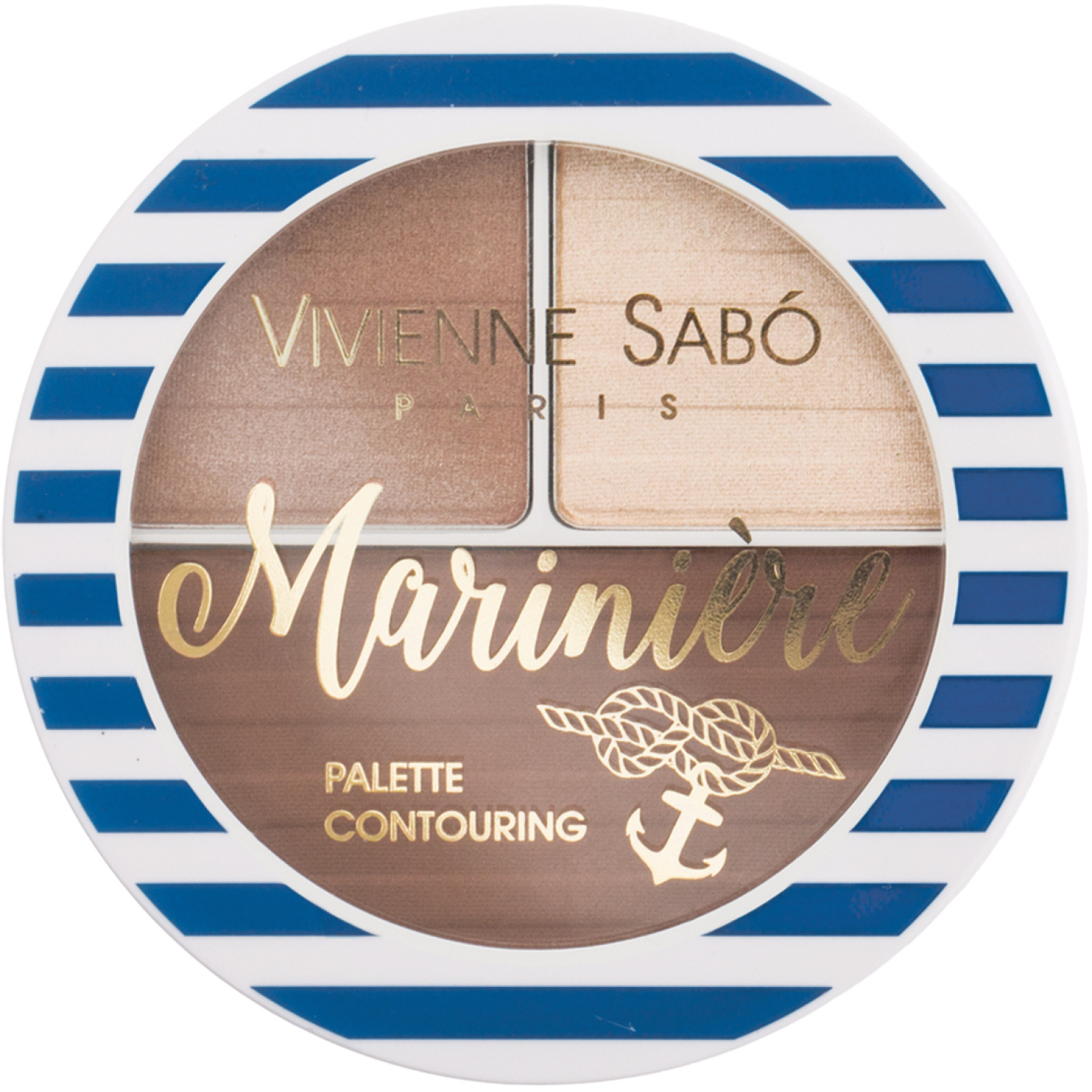 Палетка для скульптурирования лица Vivienne Sabo MARINIERE, 3 в 1 - бронзер, темный и светлый хайлайтеры, тон 01, 6 гр.