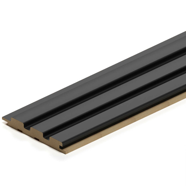 панель стеновая реечная МДФ STELLA Beats De Luxe Black Lead 2700x119x16мм