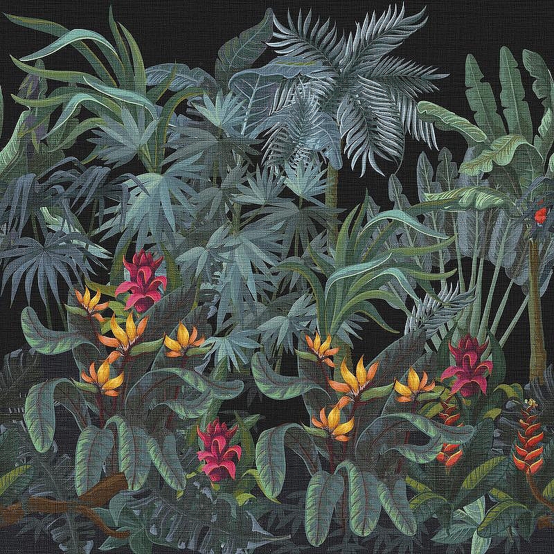 Панно Zambaiti Parati Trussardi VII 18973 Винил на флизелине (3*3) Зеленый/Разноцветный, Листья/Природа/Цветы