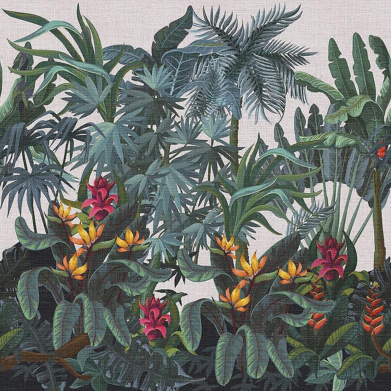 Панно Zambaiti Parati Trussardi VII 18974 Винил на флизелине (3*3) Зеленый/Разноцветный, Листья/Природа/Цветы