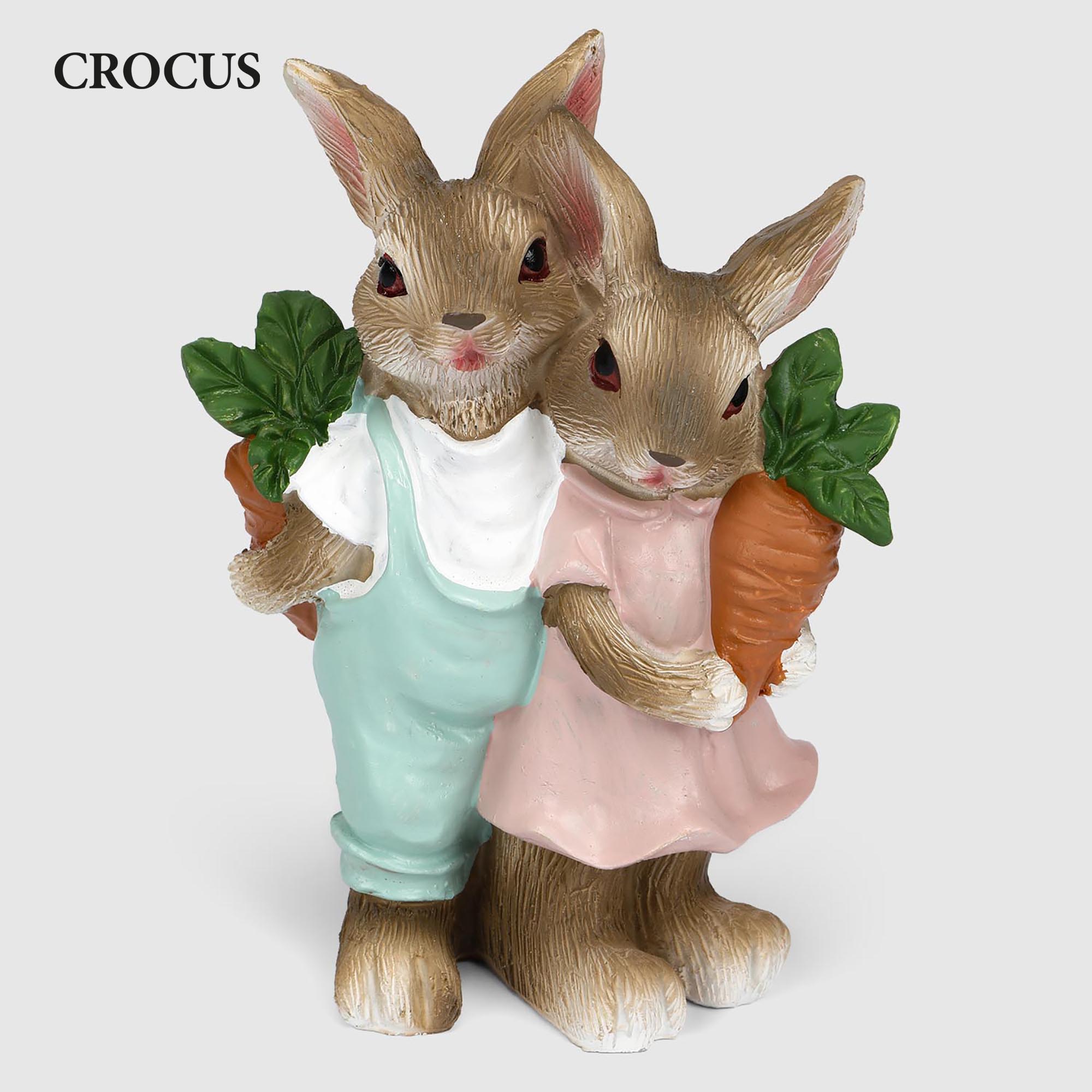 Пара кроликов Crocus декоративных, пасхальных 15 см