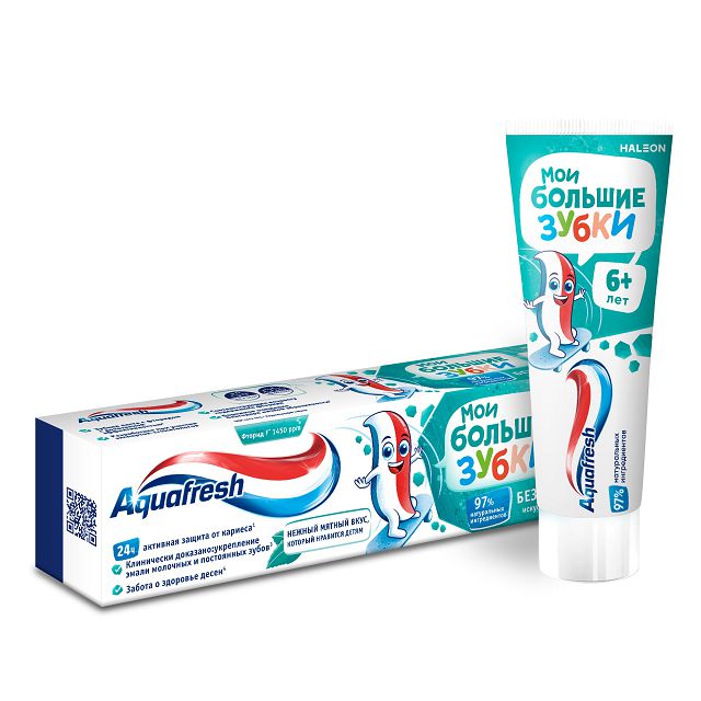 паста зубная AQUAFRESH Мои большие зубки детская от 6 лет 50мл