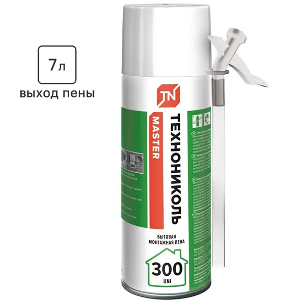 Пена монтажная бытовая Технониколь Master Uni Универсальная 300 выход пены 7л летняя 300 мл