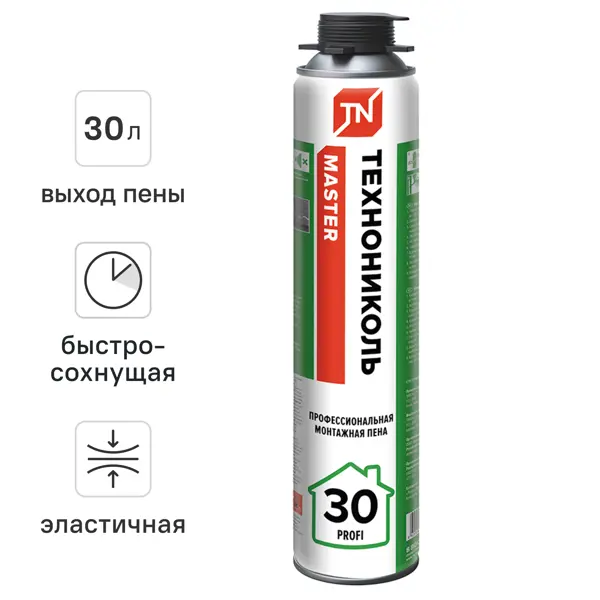 Пена монтажная профессиональная Технониколь Master Profi выход пены 30 л летняя 450 мл