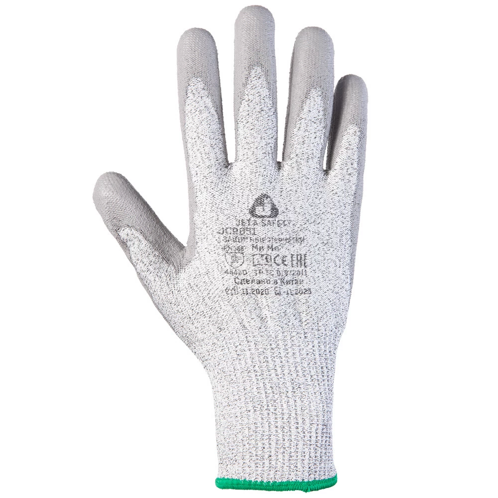 Перчатки полиэстеровые с полиуретановым покрытием Jeta Safety JCP051 серые 10 (XL)
