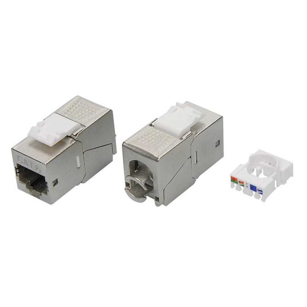 Переходник экранированный DKC Keystone 180 градусов RJ45 CAT6 STP серебристый (12 шт.) (RNK6F90TL)