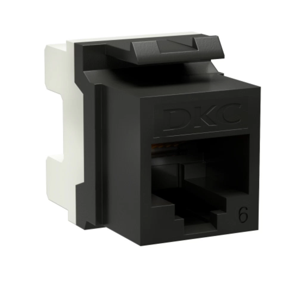 Переходник неэкранированный DKC Keystone 180 градусов RJ45 CAT6 UTP черный (12 шт.) (RNK6U180BK)
