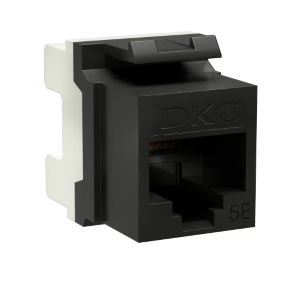 Переходник неэкранированный DKC Keystone 180 градусов RJ45 CAT5е UTP черный (12 шт.) (RNK5EU180BK)