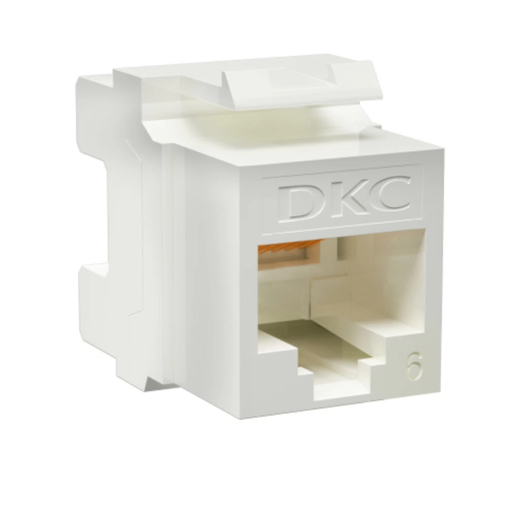 Переходник неэкранированный DKC Keystone 180 градусов RJ45 CAT6 UTP белый (12 шт.) (RNK6U180WH)