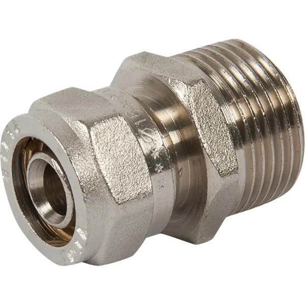 Переходник Valtec 3/4"x16 мм НР никелированная латунь VTM.301