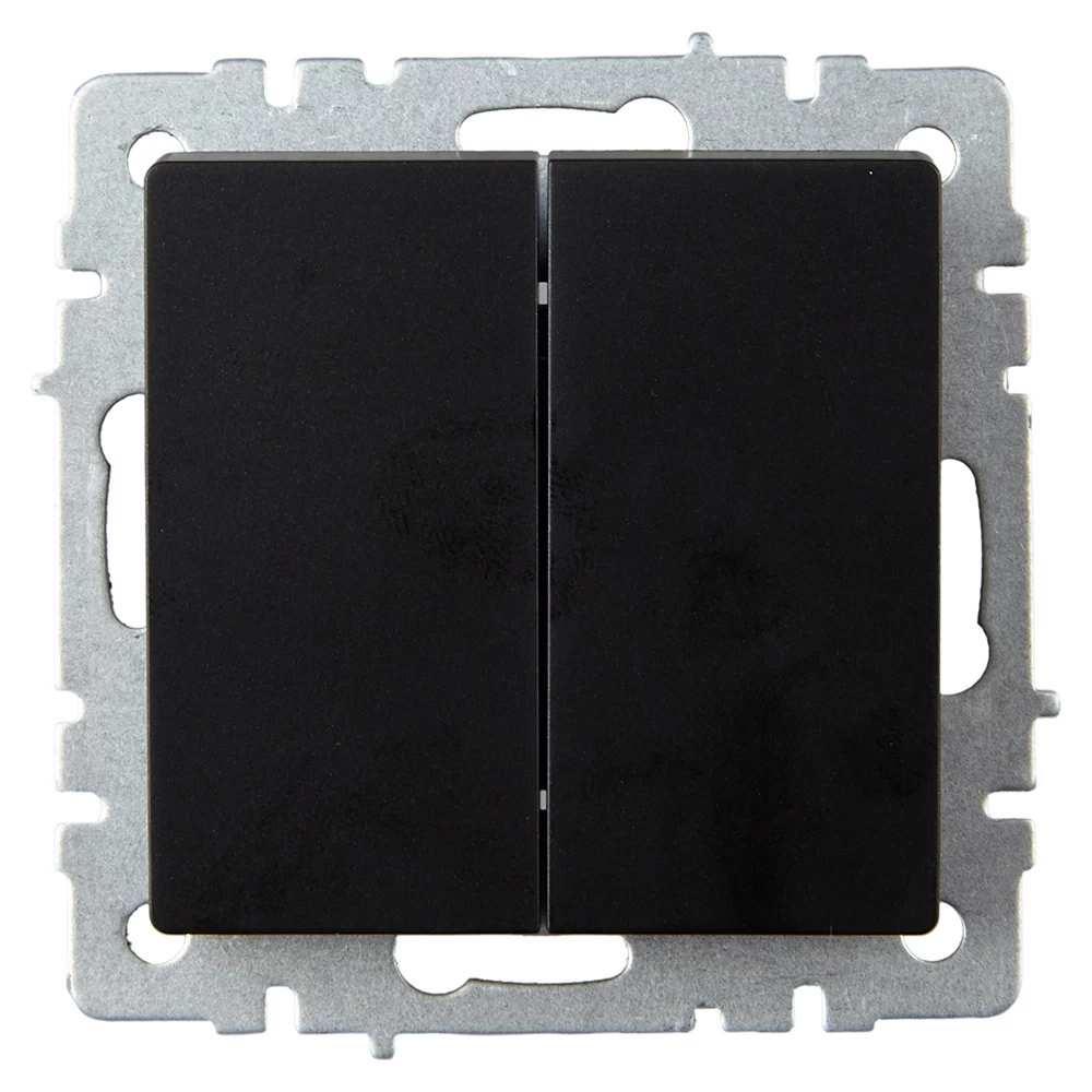 Переключатель IEK Brite двухклавишный встраиваемый черный проходной (BR-V22-0-10-K02)