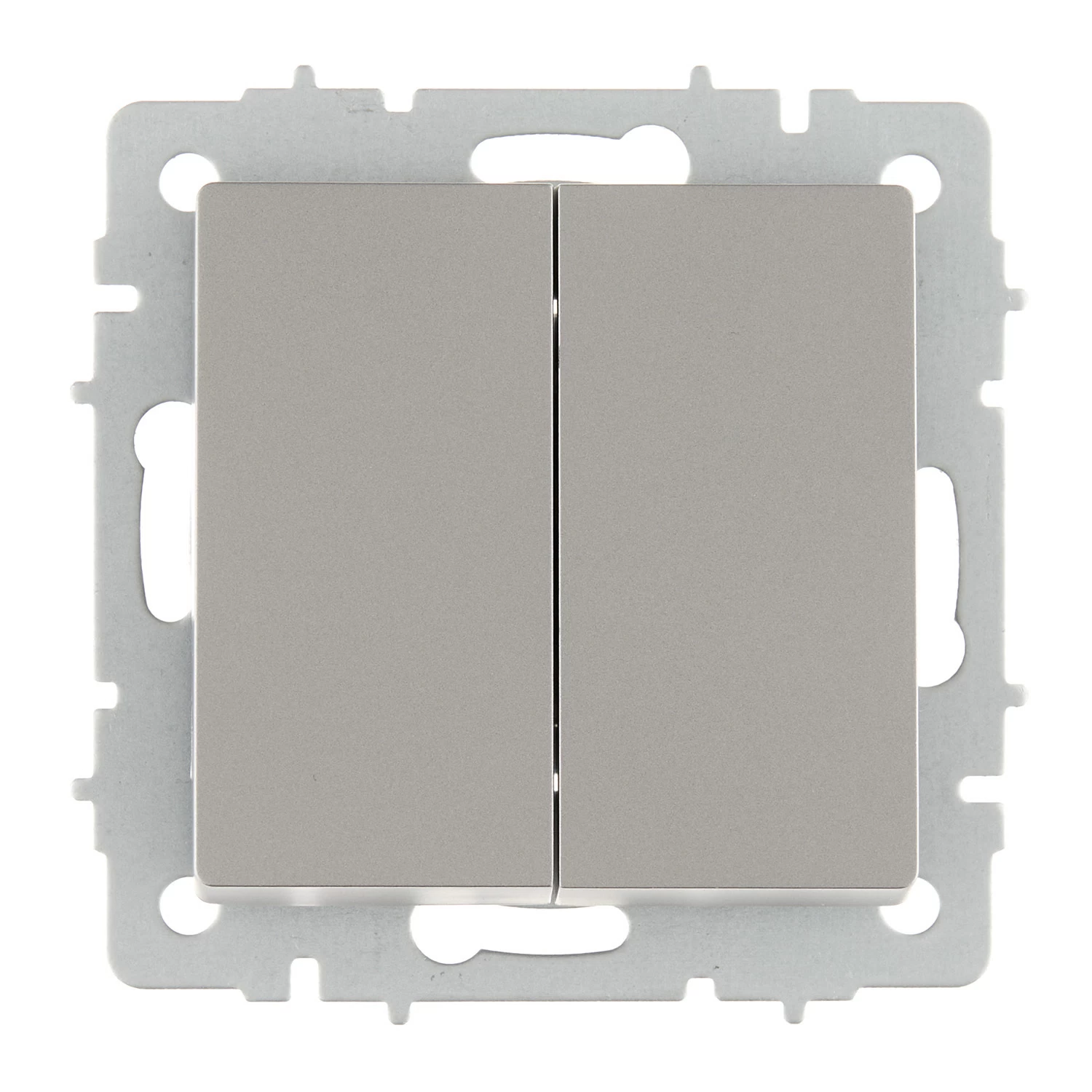 Переключатель IEK Brite двухклавишный встраиваемый сталь проходной (BR-V22-0-10-K46)