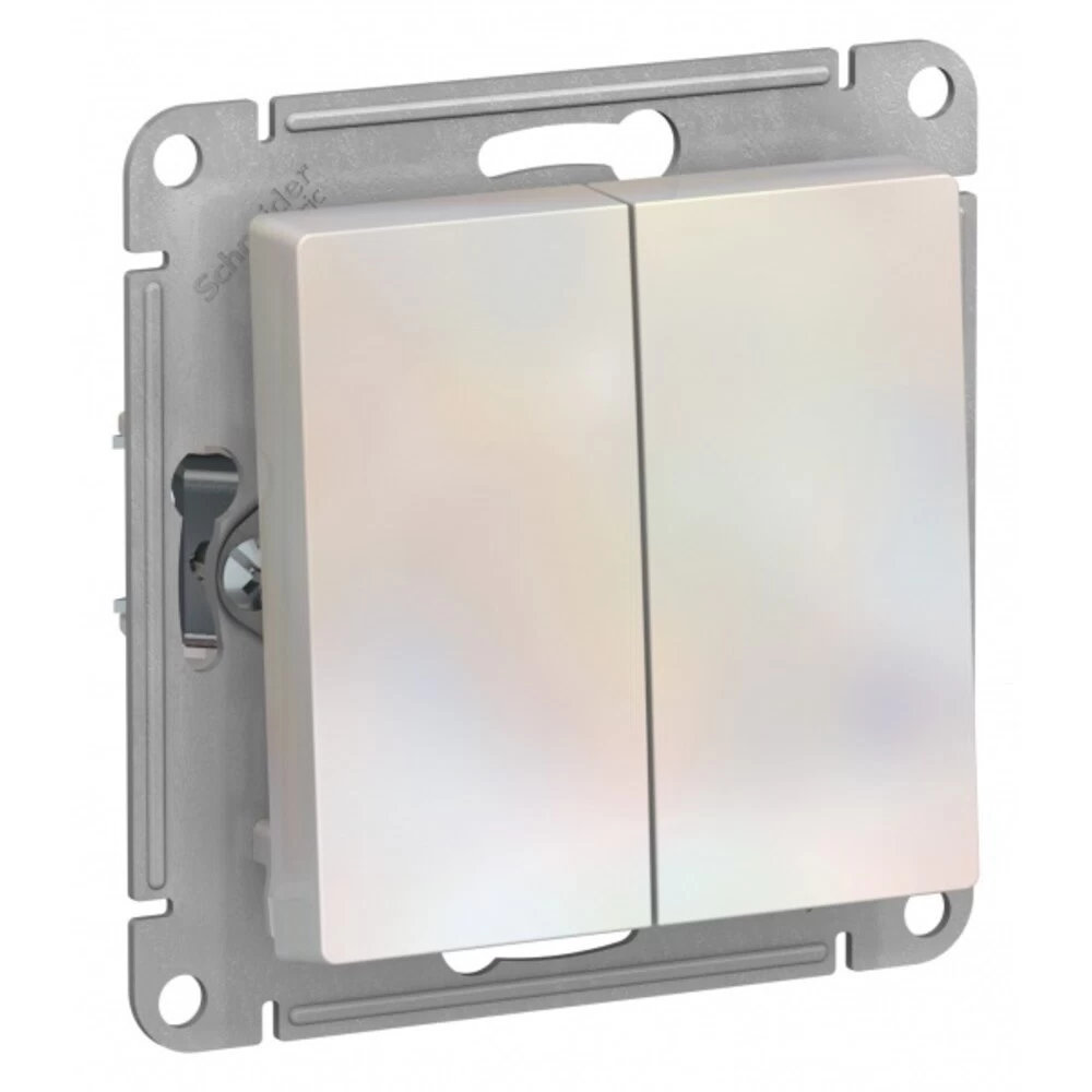 Переключатель Systeme Electric AtlasDesign двухклавишный встраиваемый жемчуг (ATN000465)