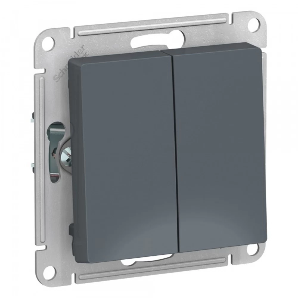 Переключатель Systeme Electric AtlasDesign двухклавишный встраиваемый грифель (ATN000765)