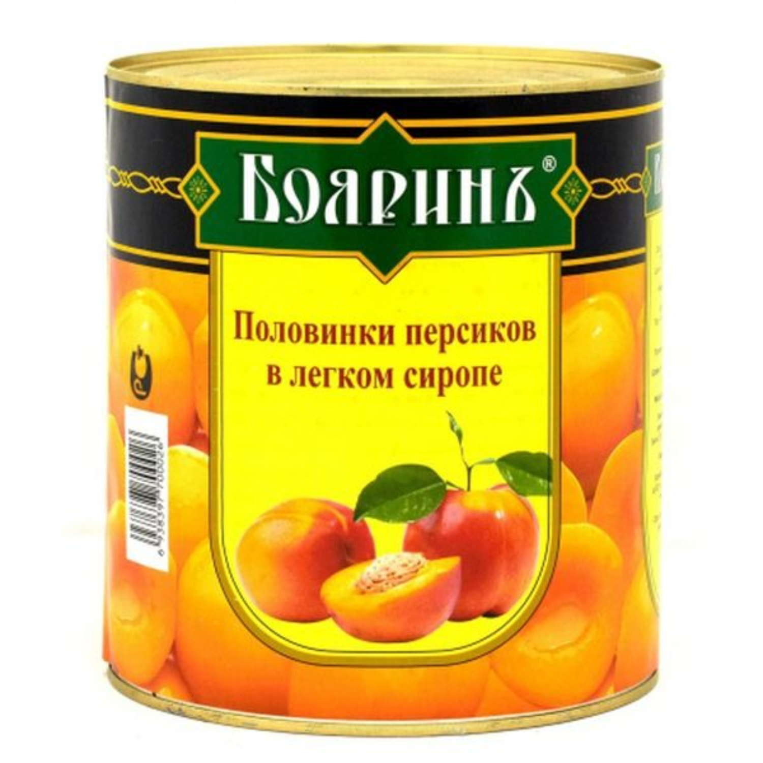 Персики Бояринъ половинки в сиропе жестяная банка 850 мл