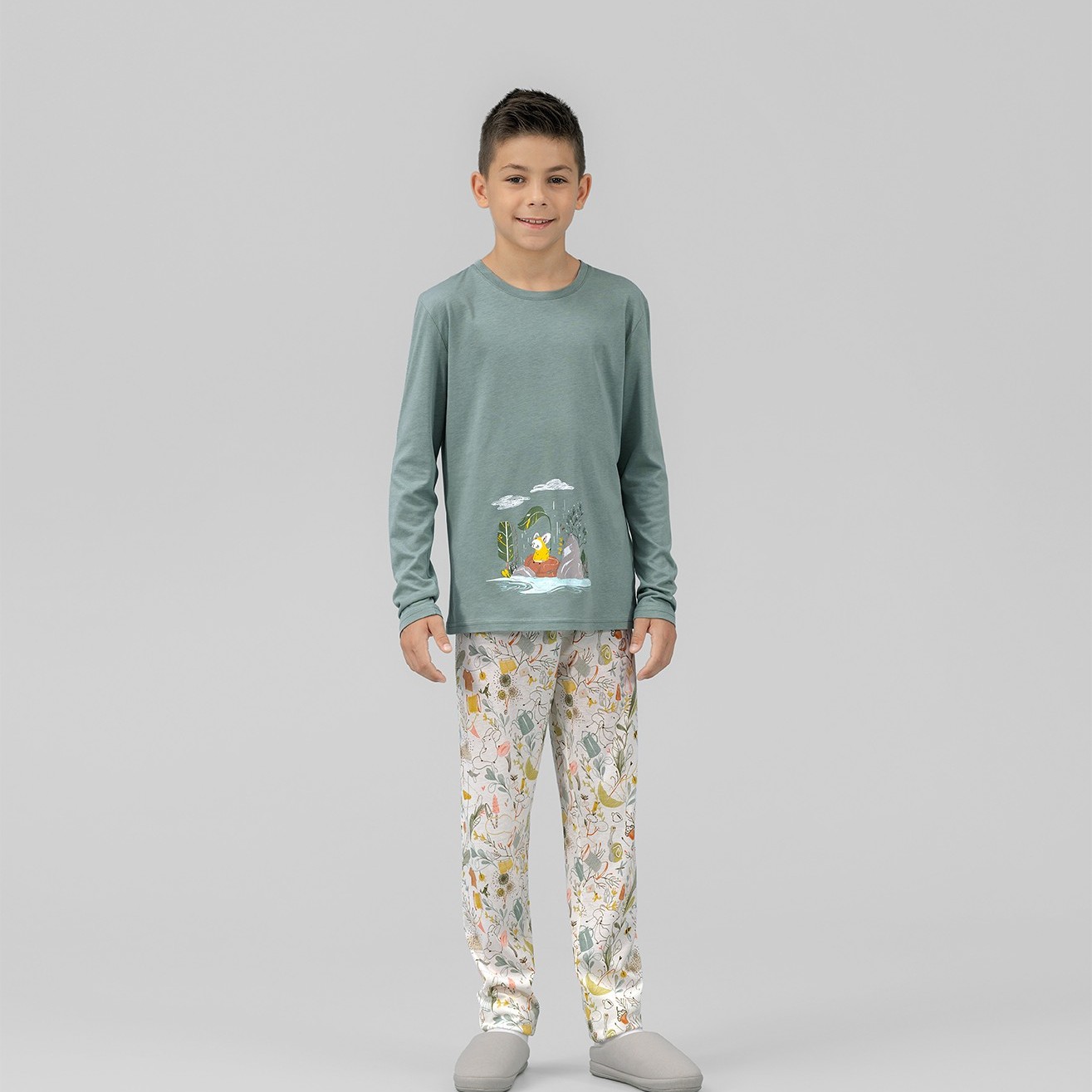 Пижама для мальчиков Togas Kids Пикколо зелено-белый р.128-134