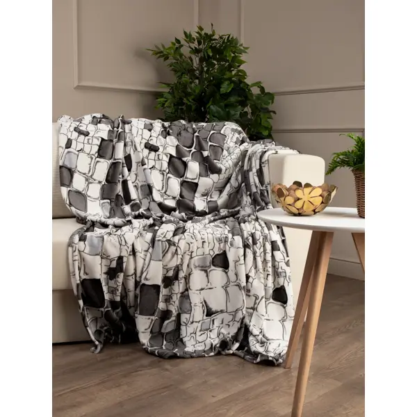Плед Камешки 150x200 см фланель цвет серый