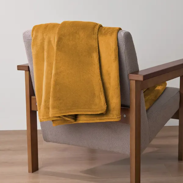 Плед KREAFORTA Flandria 200x220 см фланель цвет горчица