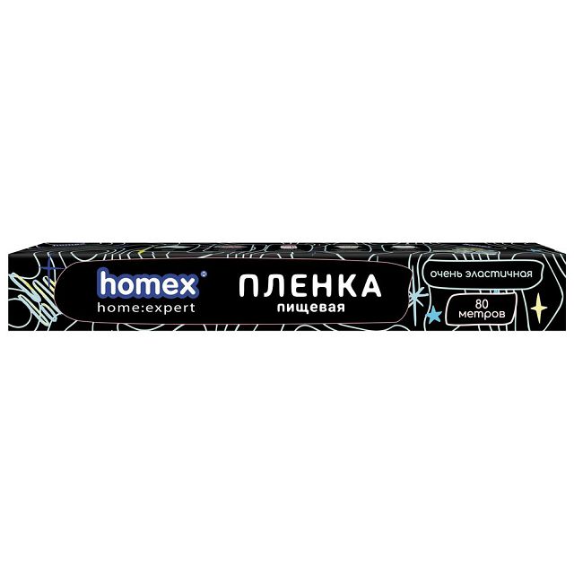 пленка пищевая HOMEX Очень Эластичная 80мх29см 6мкм в футляре полиэтилен