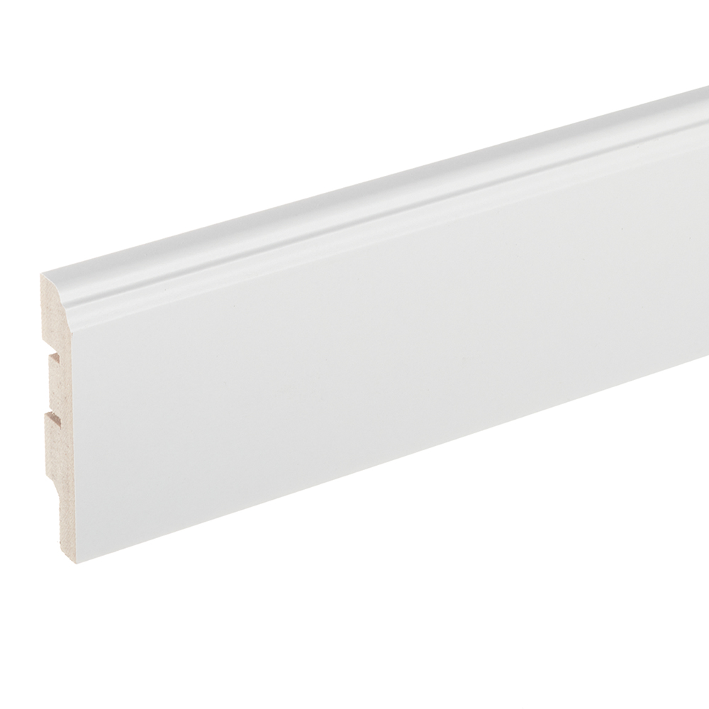 Плинтус МДФ напольный Cosca Décor AP07 белый 80х16х2400 мм под покраску