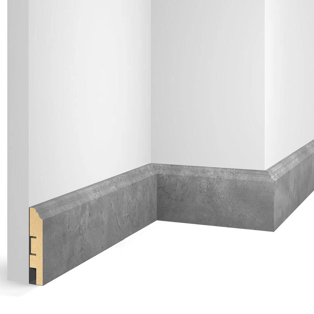 Плинтус МДФ напольный Cosca Decor VP07 бетон 80х16х2400 мм