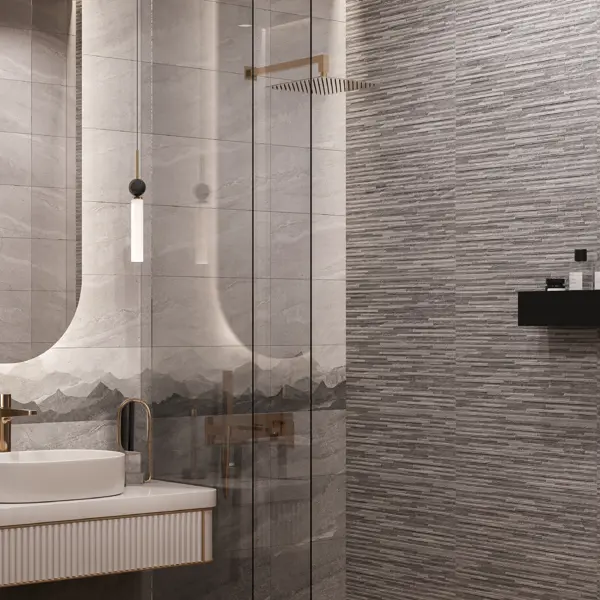 Плитка настенная Gracia Ceramica Фог 25x60 см 1.2 м² матовая с sugar эффектом цвет серый полосы