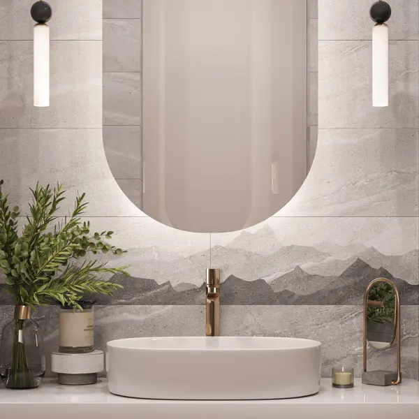 Плитка настенная Gracia Ceramica Фог 25x60 см 1.2 м² матовая с sugar эффектом цвет серый горы