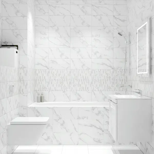 Плитка настенная KREAFORTA Mersey Calacatta 20x40 см 1.2 м² матовый цвет серый