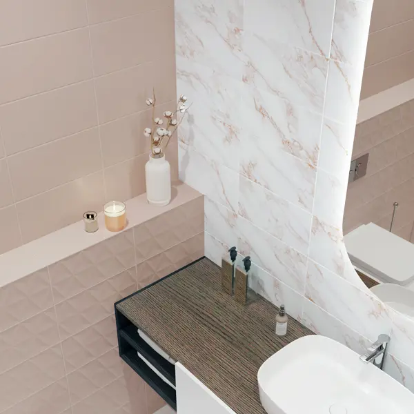 Плитка настенная KREAFORTA Mersey Monor 20x40 см 1.2 м² матовый цвет розовый
