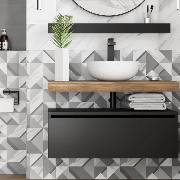 Плитка настенная KREAFORTA Mersey Tetris 20x40 см 1.2 м² матовый цвет серый
