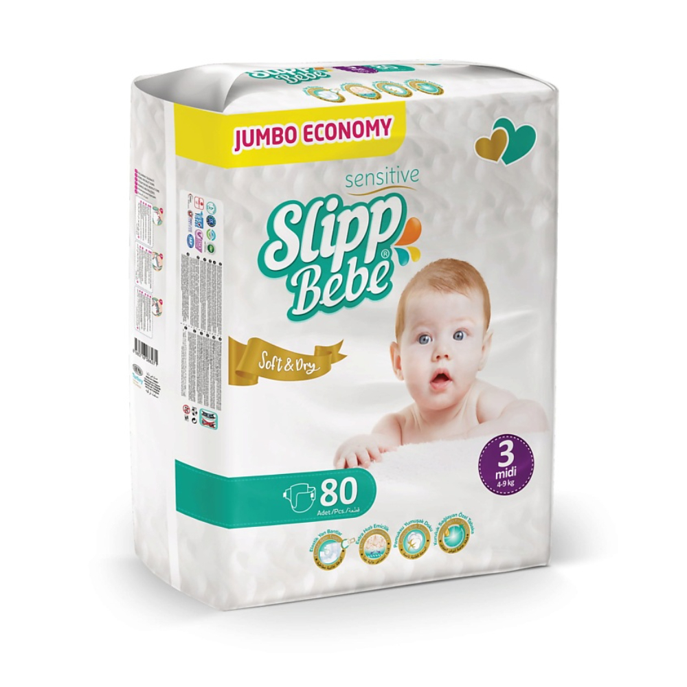 Подгузники Slipp Bebe Jumbo № 3 (4-9 кг) 80 шт