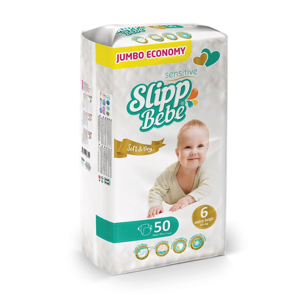 Подгузники Slipp Bebe Jumbo № 6 (15+ кг) 50 шт