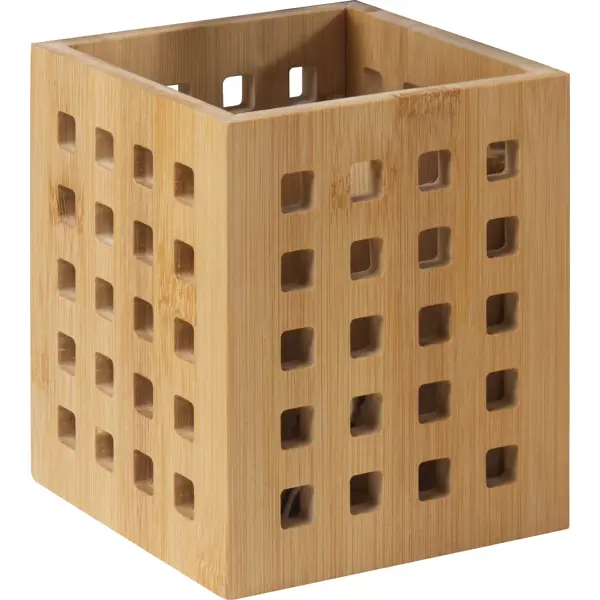 Подставка для столовых приборов 4 отсека Mallony 12x12x14 см бамбук цвет бежевый