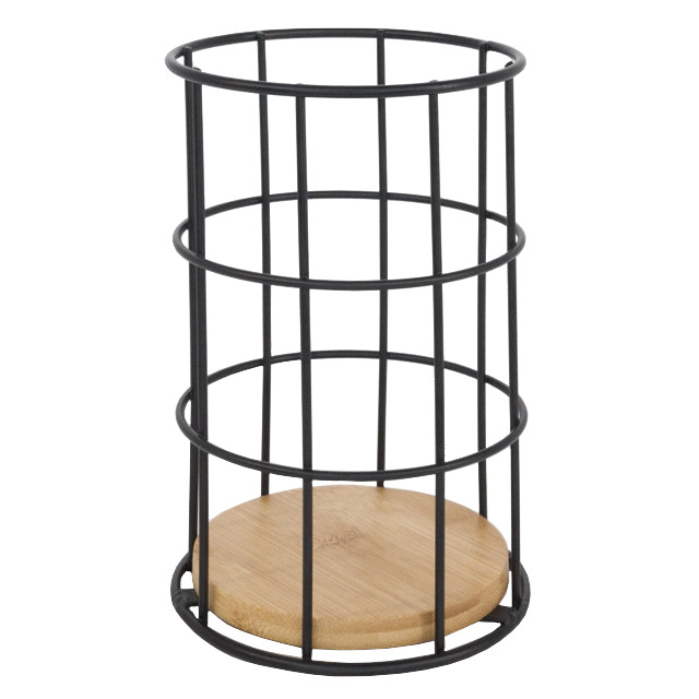 подставка для столовых приборов TODELIA Блэк/Black&Wood 11,2х11,2х17см нерж.сталь, бамбук
