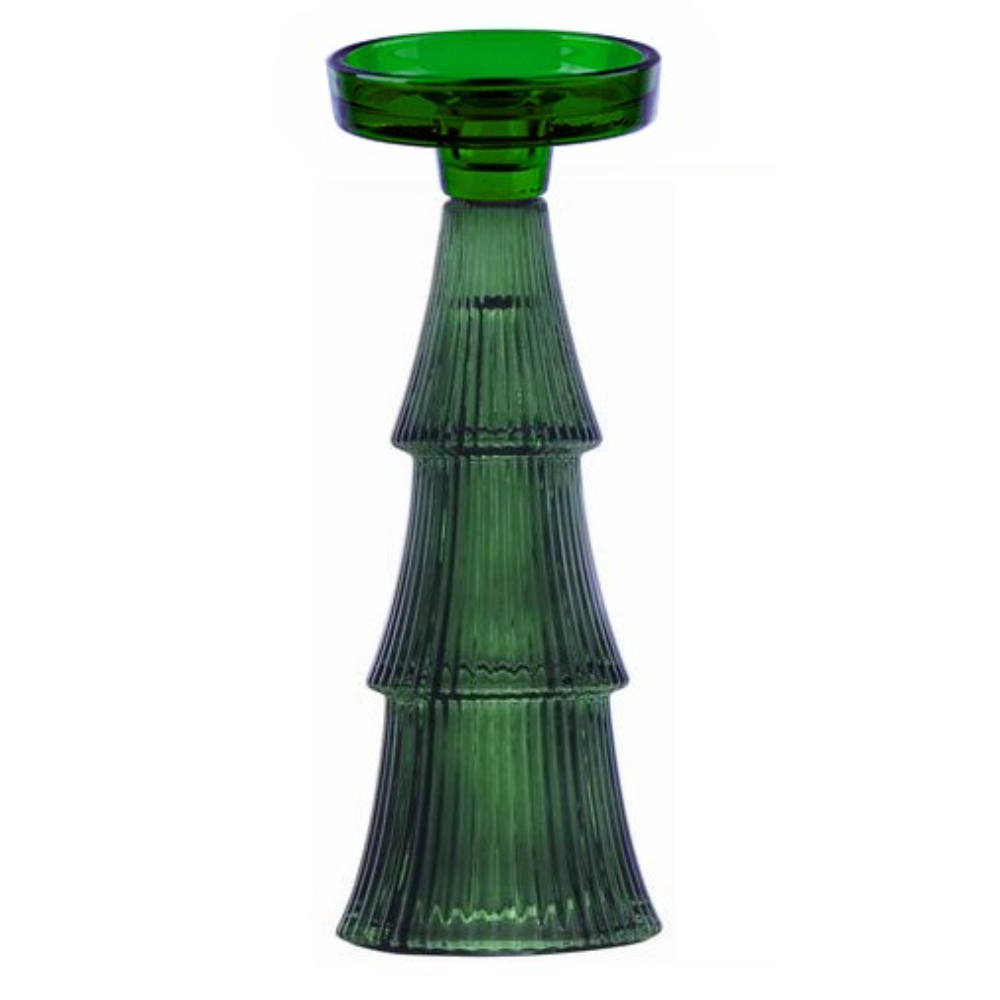 Подсвечник Decor de table 2 в 1 стеклянный 5 зеленый Ноэль 22 см