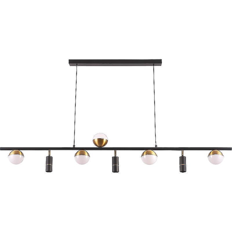 Подвесной светильник Crystal Lux CLT 047C8 L1400 BL-GO цвет плафона/подвески Черный, Белый, Золото, цвет арматуры Черный