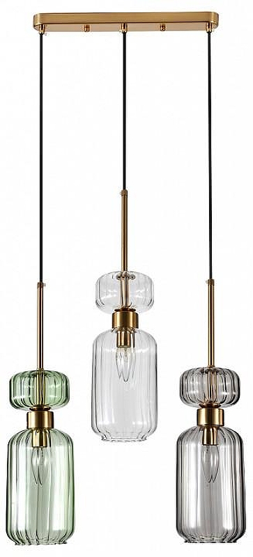 Подвесной светильник Escada GLOSS 1141/3S CL/GN/SM цвет плафона/подвески Зеленый, Светло-серый, Прозрачный, цвет арматуры Бронза