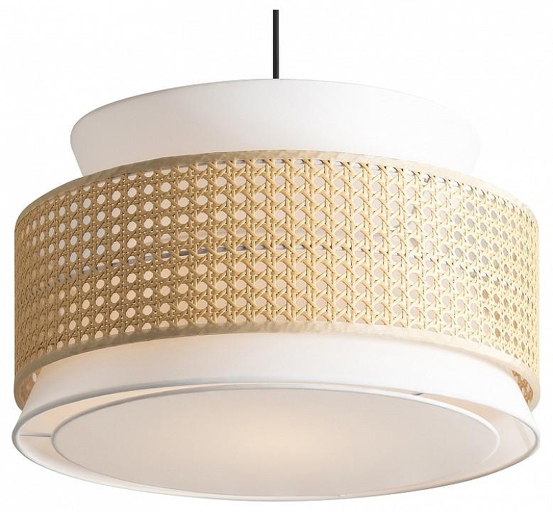 Подвесной светильник Freya Weave FR5492PL-01B цвет плафона/подвески Белый, Бежевый, цвет арматуры Черный