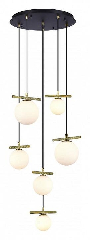 Подвесной светильник iLamp Golden 2134-6D BR+MBK цвет плафона/подвески Белый, цвет арматуры Латунь, Черный