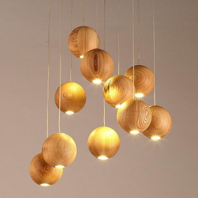 Подвесной светильник Imperiumloft Lofter Wooden Sphere 40,157 цвет плафона/подвески Коричневый, цвет арматуры Коричневый