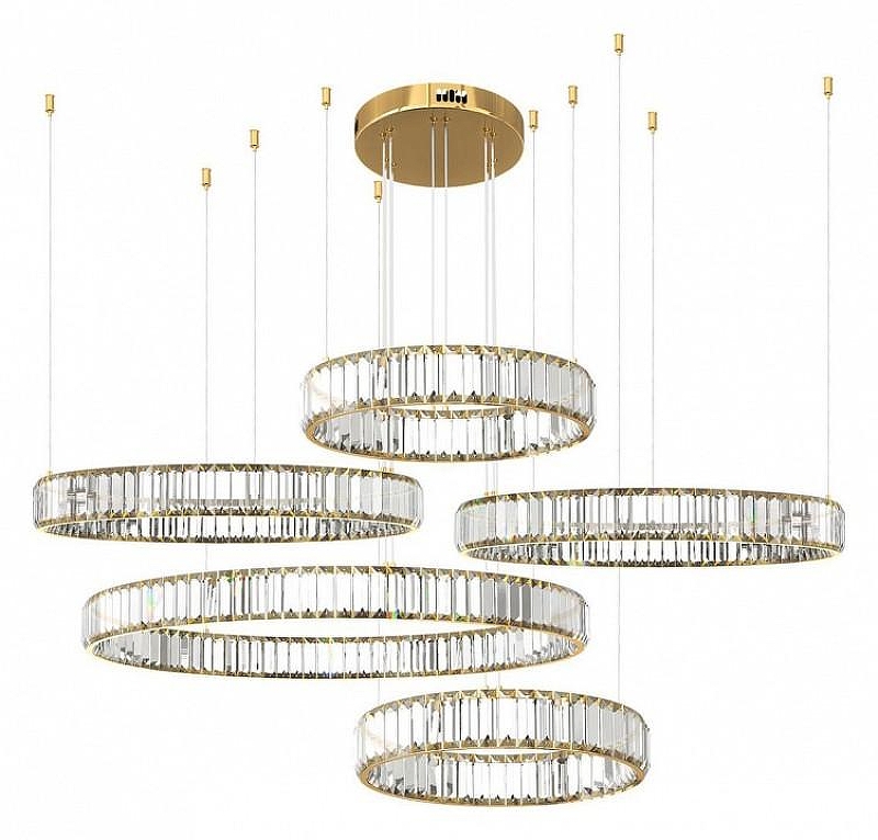 Подвесной светильник Loft it Crystal r1ng 10135/5 Gold цвет плафона/подвески Прозрачный, цвет арматуры Золото