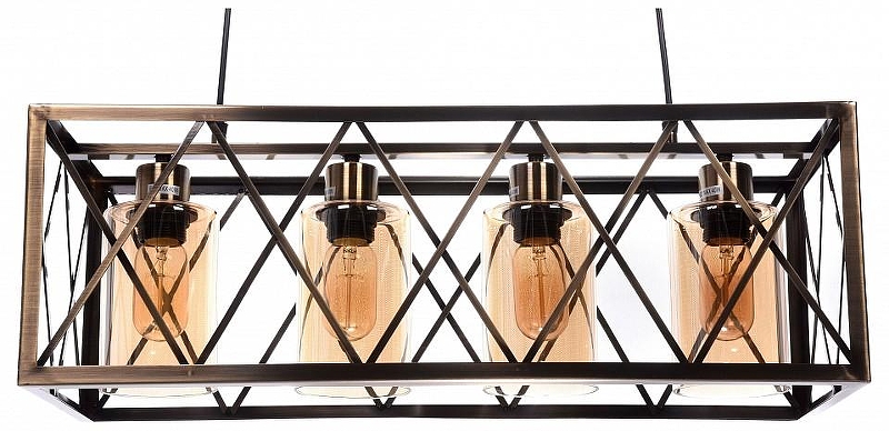 Подвесной светильник LUMINA DECO Nortis LDP 11775-4 цвет плафона/подвески Оранжевый, цвет арматуры Бронза