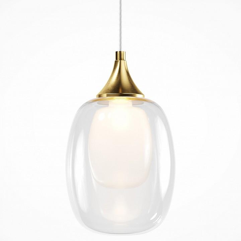 Подвесной светильник Maytoni Aura MOD016PL-01BS1 цвет плафона/подвески Белый, Прозрачный, цвет арматуры Латунь