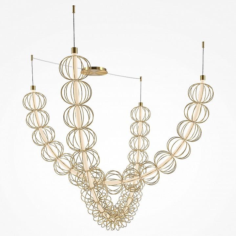 Подвесной светильник Maytoni Golden Cage MOD216PL-L55G3K цвет плафона/подвески Белый, Золото, цвет арматуры Золото