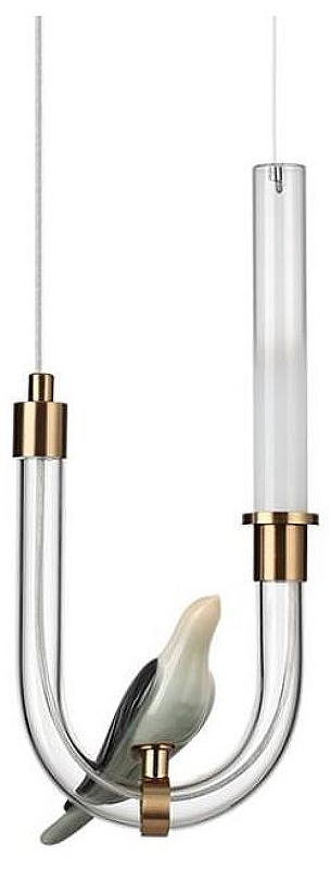 Подвесной светильник Odeon Light Lark 5431/2L цвет плафона/подвески Белый, Прозрачный, цвет арматуры Бронза