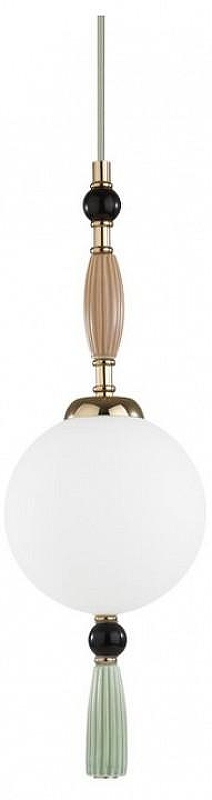 Подвесной светильник Odeon Light Palle 5405/1 цвет плафона/подвески Белый, Зеленый, цвет арматуры Зеленый, Золото, Коричневый